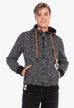 Cipo & Baxx Sweatvesten Met Capuchon Sweatvest Heren Zwart Gemêleerd -Herenkleding 0791060e2e45281f67428709d6e4d506