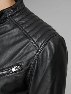 Jack & Jones Leren Jassen Tussenjas Joel Heren Zwart -Herenkleding 09de406a6e2e8b7e6005652e4f25713a