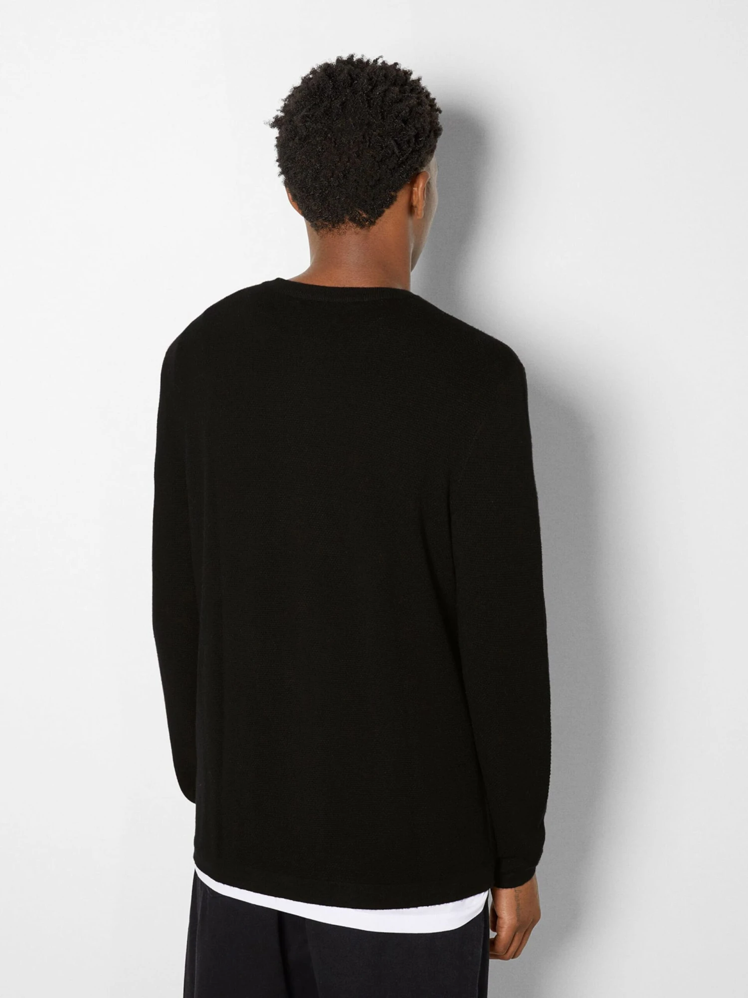 BERSHKA Crewneck Truien Trui Heren Zwart 3 BERSHKA Crewneck Truien Trui Heren Zwart - Afbeelding 3