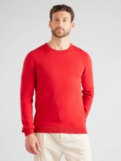 S.Oliver Crewneck Truien Trui Heren Knalrood -Herenkleding 1ab70cc42c88c87de4cac2d0f603f50e