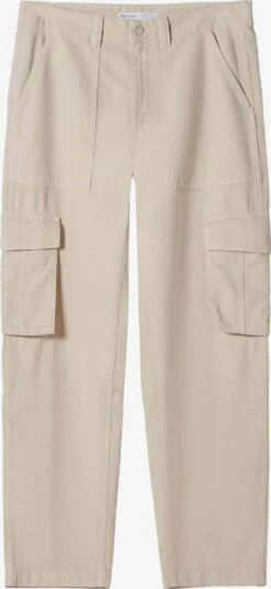 BERSHKA Cargobroeken Regular Cargobroek Heren Ecru