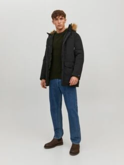 Jack & Jones Parkas Winterparka Winner Heren Zwart -Herenkleding 2ed1a27f690ccbe0b1af583d209b3778