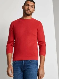 Tom Tailor Crewneck Truien Trui Heren Rood -Herenkleding 32de512fb78ebb1be9e7a3f87fa649d2