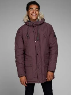 Jack & Jones Parkas Winterparka Heren Wijnrood -Herenkleding 3851a1f4172c05f4e70606017c7376e1