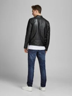 Jack & Jones Leren Jassen Tussenjas Joel Heren Zwart -Herenkleding 3de55186a088ac0e68e68ec1300abd98
