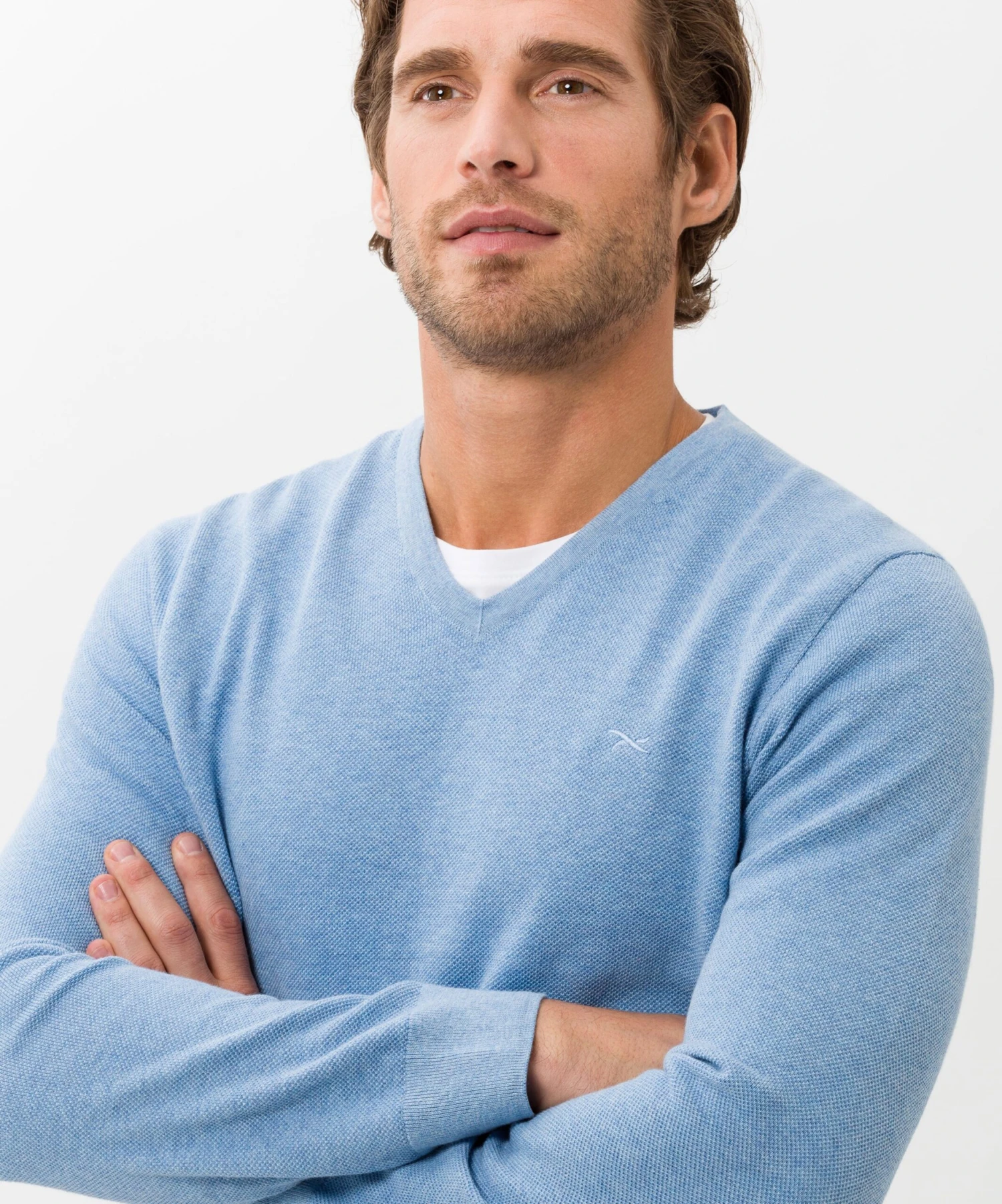 BRAX V-hals Truien Trui Vico Heren Smoky Blue 8 BRAX V-hals Truien Trui Vico Heren Smoky Blue - Afbeelding 8