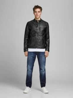 Jack & Jones Leren Jassen Tussenjas Joel Heren Zwart -Herenkleding 4780ec5cea9ea9a820aa86a4f34b5d1a