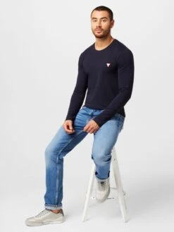 Guess Longsleeves Shirt Heren Nachtblauw -Herenkleding 55222cfed5ef18d0d25a6521720bc386