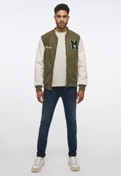 Mustang Leren Jassen Tussenjas Heren Olijfgroen -Herenkleding 5559c1361d0eaf9ff89c49d22e75709d