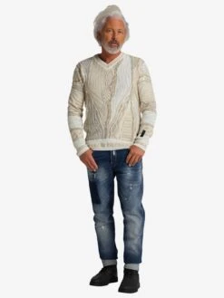 CARLO COLUCCI V-hals Truien Trui Corna Heren Beige / Wit -Herenkleding 5bef3cac7b534006024cbb09fec16b96