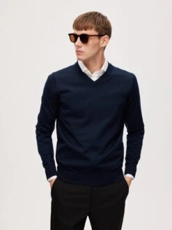 Selected Homme V-hals Truien Trui Heren Nachtblauw -Herenkleding 6f37a3eb7e0baf63c3e8088b4b42aae4