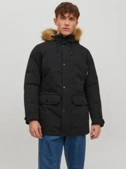 Jack & Jones Parkas Winterparka Winner Heren Zwart -Herenkleding 7f134d1f3bc411674184417031d33fed