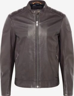 BOSS ORANGE Leren Jassen Tussenjas Jomarc Heren Mokka