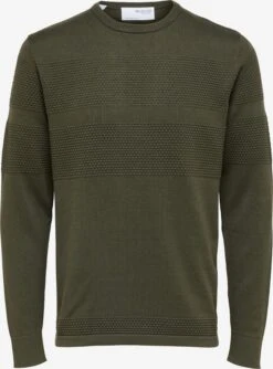 Selected Homme Crewneck Truien Trui Maine Heren Donkergroen