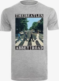 F4NT4STIC T-shirts Shirt The Beatles Band Abbey Road Heren Grijs