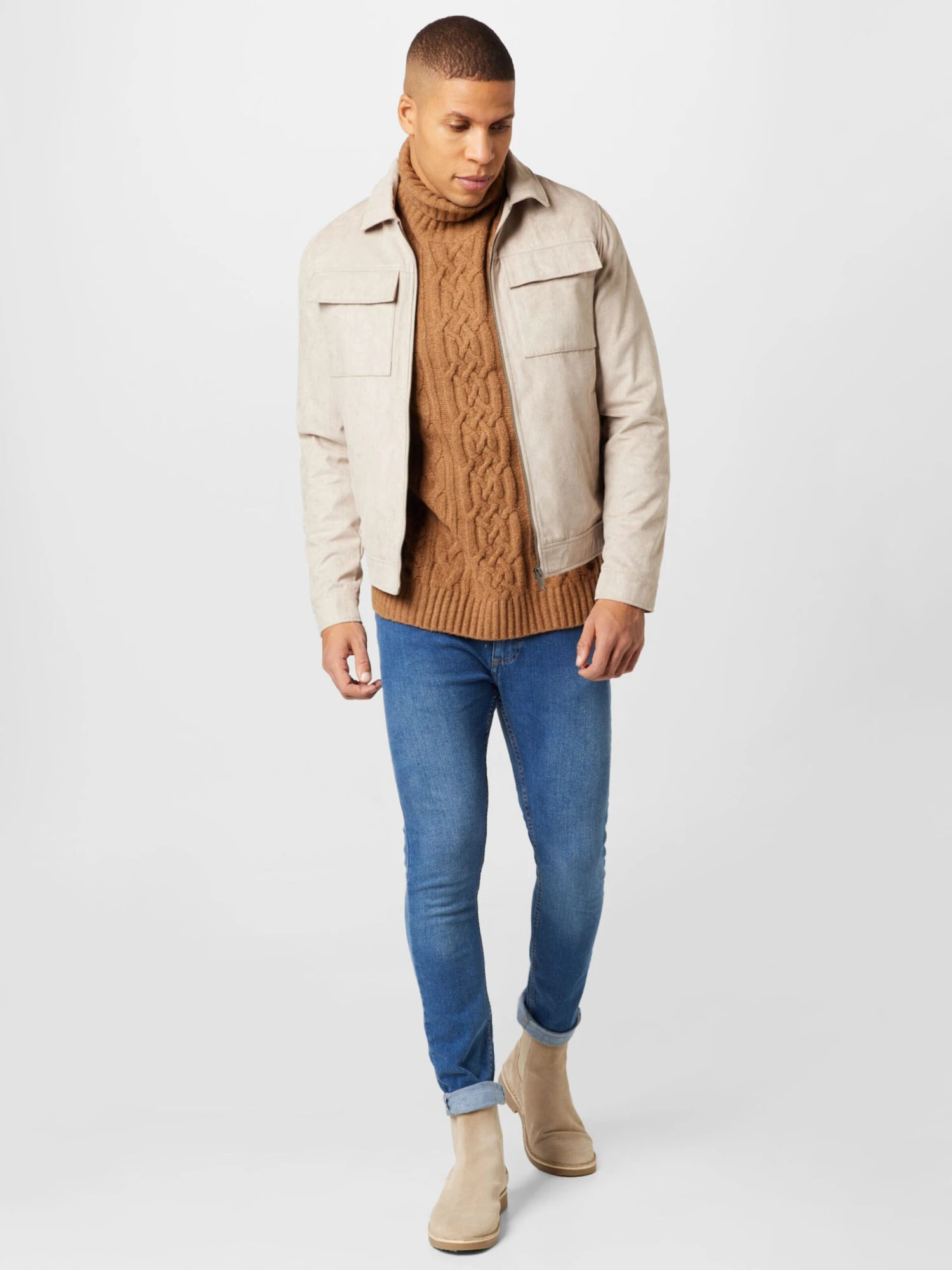 Jack & Jones Leren Jassen Tussenjas ROCKY PAYTON Heren Beige 4 Jack & Jones Leren Jassen Tussenjas ROCKY PAYTON Heren Beige - Afbeelding 4