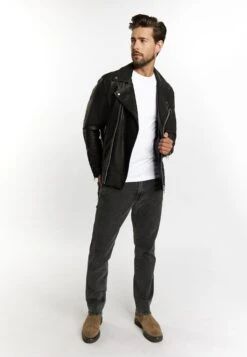 DreiMaster Vintage Leren Jassen Tussenjas Altiplano Heren Zwart -Herenkleding ad65afd515d86b7092698408e09a83a3