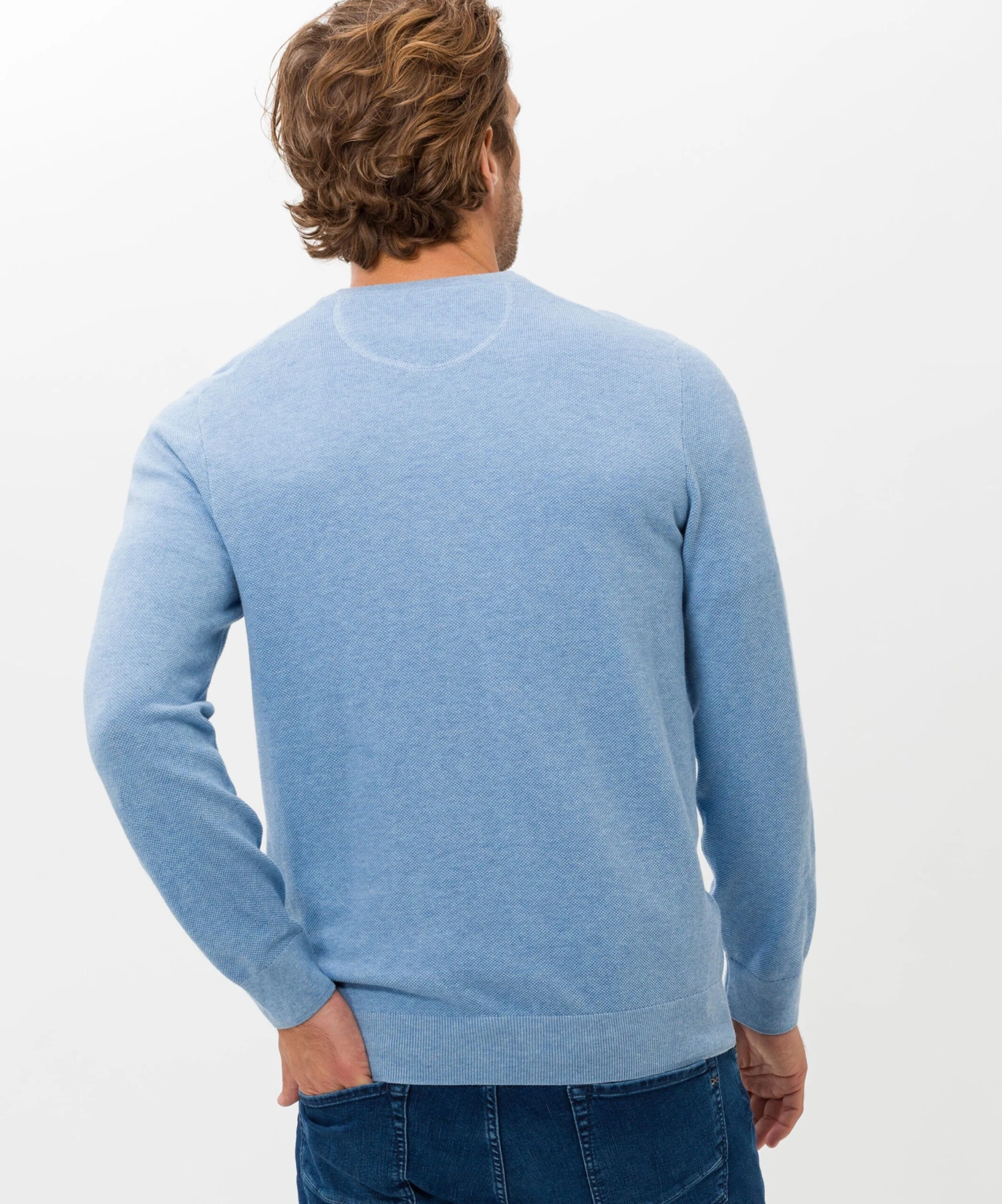 BRAX V-hals Truien Trui Vico Heren Smoky Blue 6 BRAX V-hals Truien Trui Vico Heren Smoky Blue - Afbeelding 6