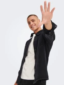 Only & Sons Spijkerjassen Tussenjas Dago Heren Zwart -Herenkleding b2e33e6bbd933652f735781a7913358e