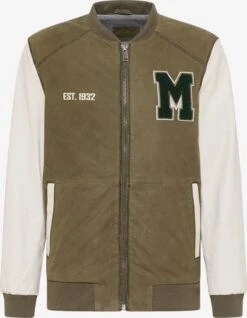 Mustang Leren Jassen Tussenjas Heren Olijfgroen