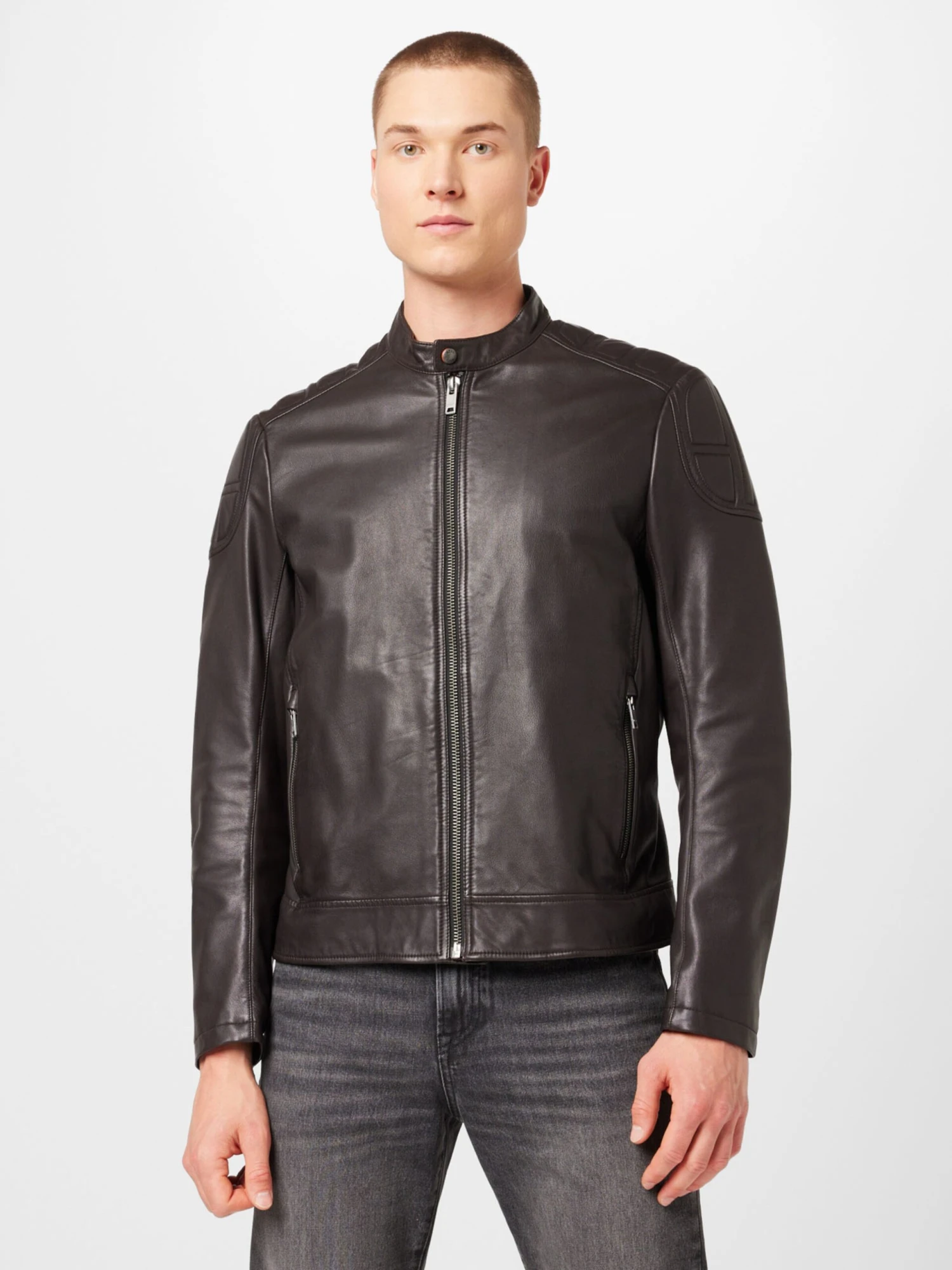 BOSS ORANGE Leren Jassen Tussenjas Jomarc Heren Mokka 3 BOSS ORANGE Leren Jassen Tussenjas Jomarc Heren Mokka - Afbeelding 3