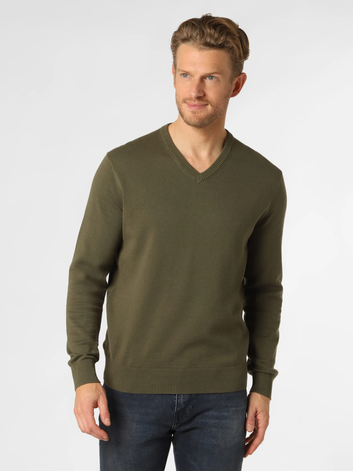 V-hals Truien Trui Heren Olijfgroen 2 V-hals Truien Trui Heren Olijfgroen - Afbeelding 2