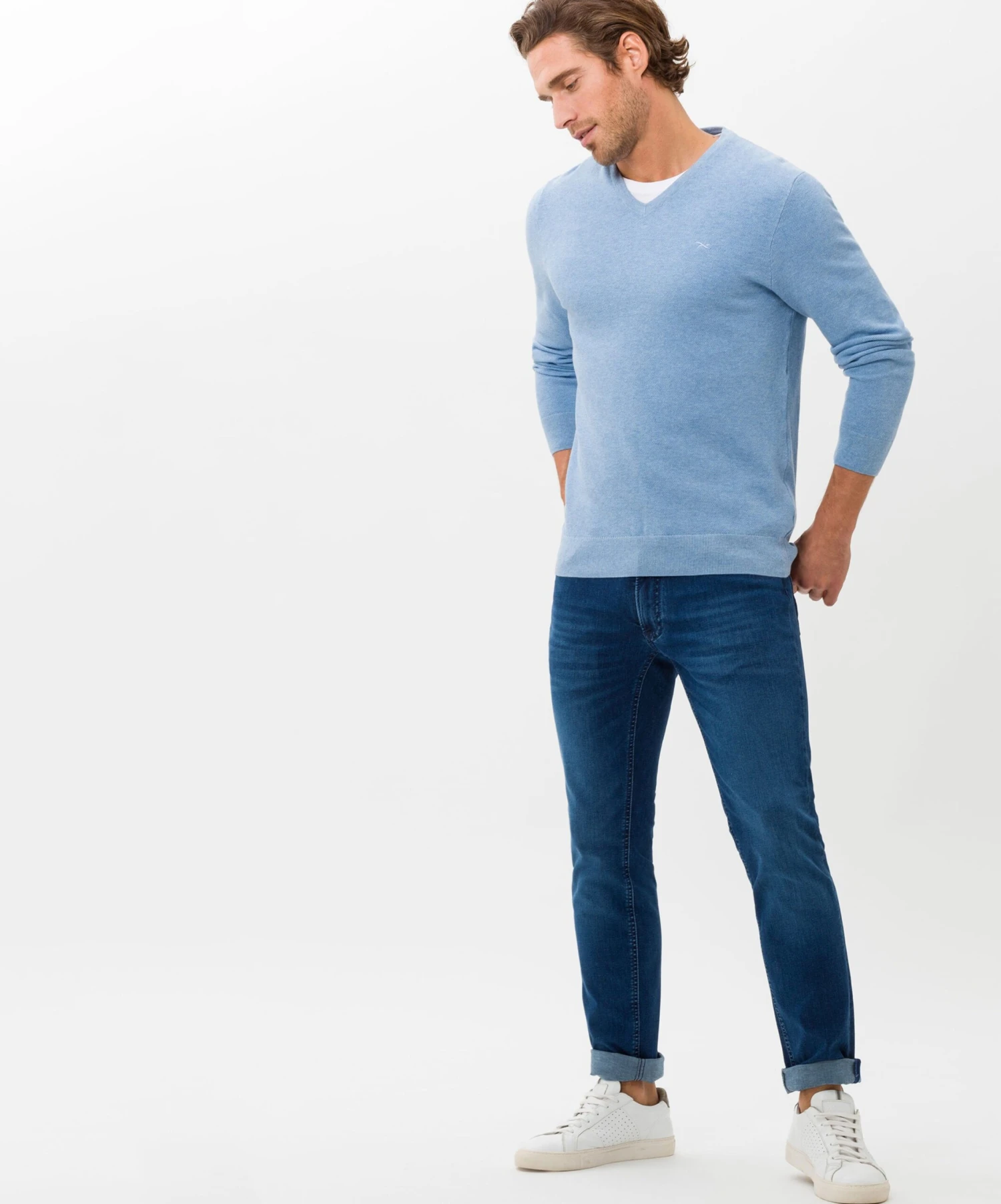 BRAX V-hals Truien Trui Vico Heren Smoky Blue 5 BRAX V-hals Truien Trui Vico Heren Smoky Blue - Afbeelding 5