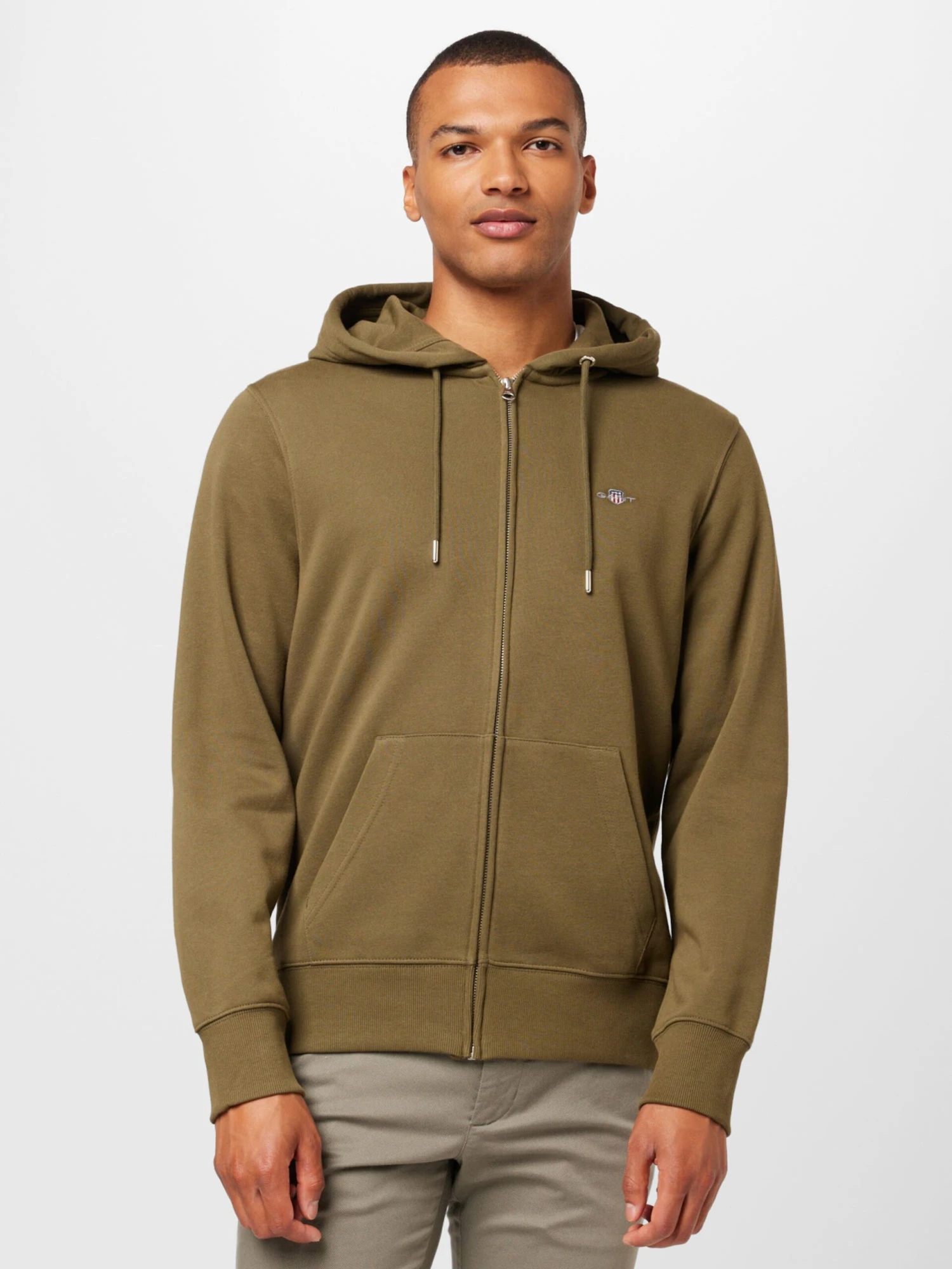 Gant Sweatvesten Met Capuchon Sweatvest Heren Kaki 2 Gant Sweatvesten Met Capuchon Sweatvest Heren Kaki - Afbeelding 2