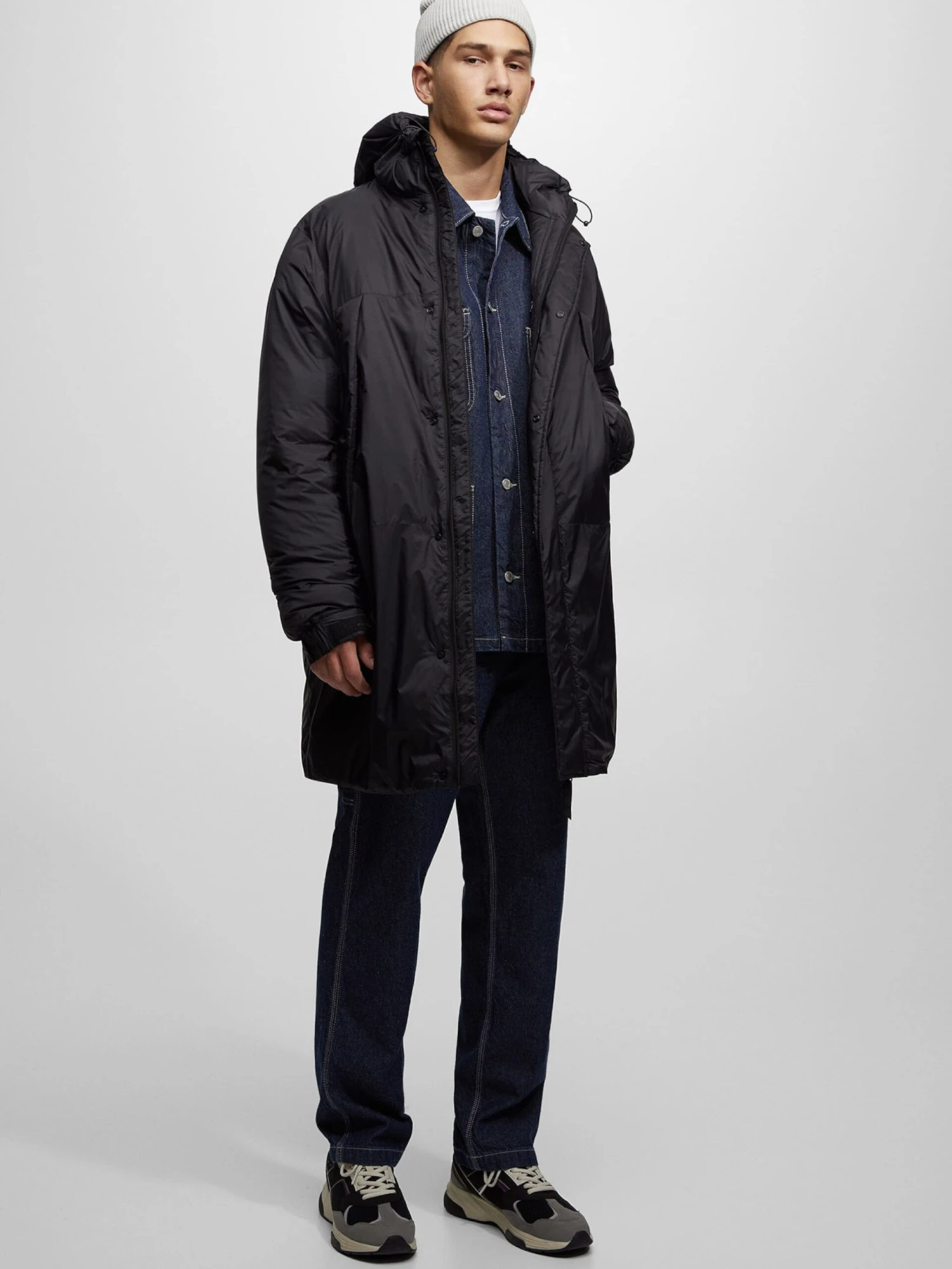 PULL & BEAR Wintermantels Winterjas Heren Zwart 2 PULL & BEAR Wintermantels Winterjas Heren Zwart - Afbeelding 2