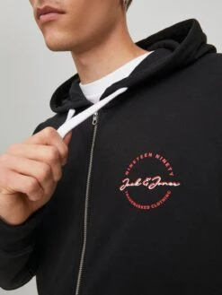 Jack & Jones Sweatvesten Met Capuchon Sweatvest STAMP Heren Zwart -Herenkleding efca8c86aa2a1784eb4c6a7bfdbd769e