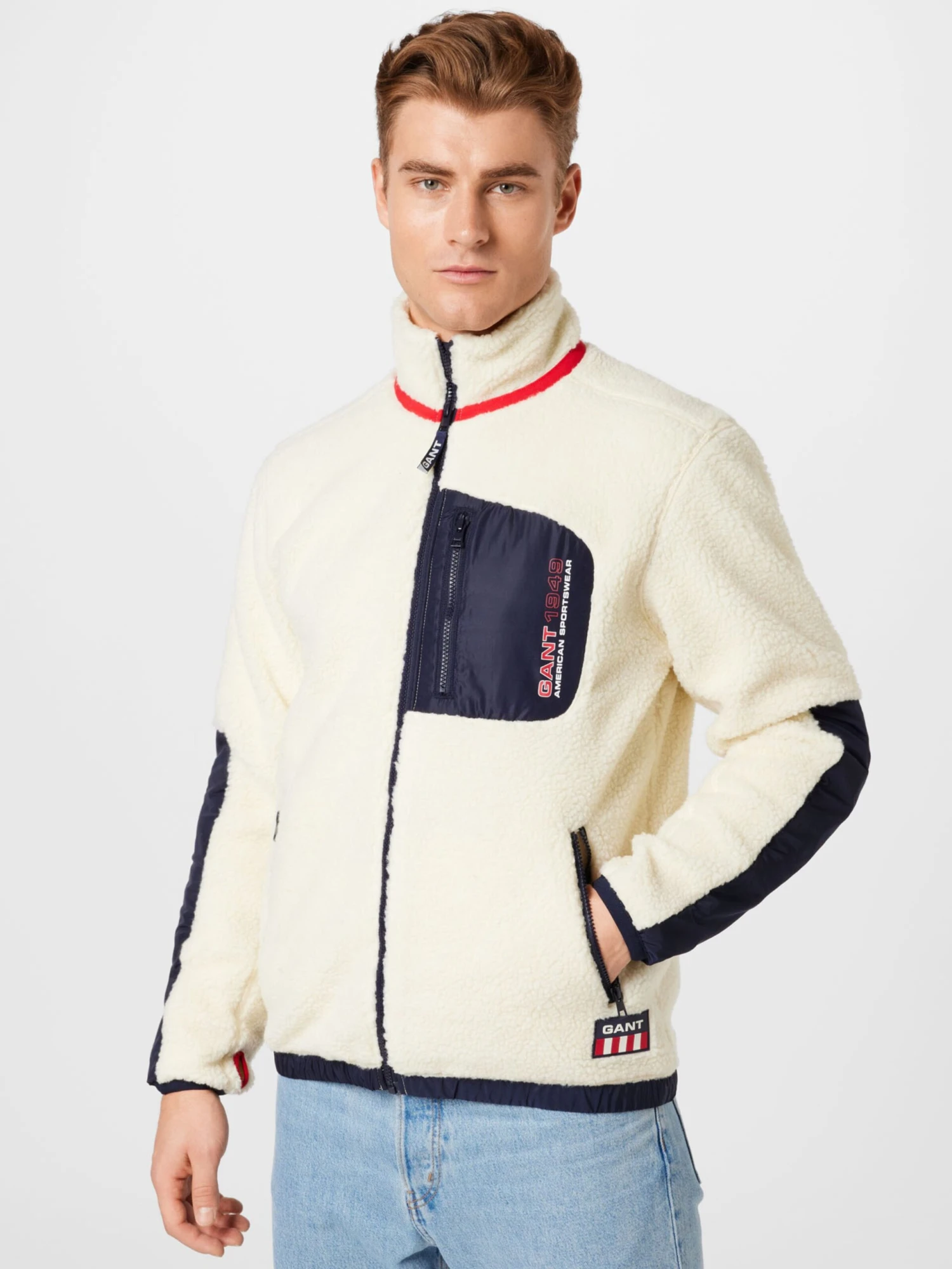 Gant Fleece Jassen Fleece Jas Heren Offwhite 3 Gant Fleece Jassen Fleece Jas Heren Offwhite - Afbeelding 3